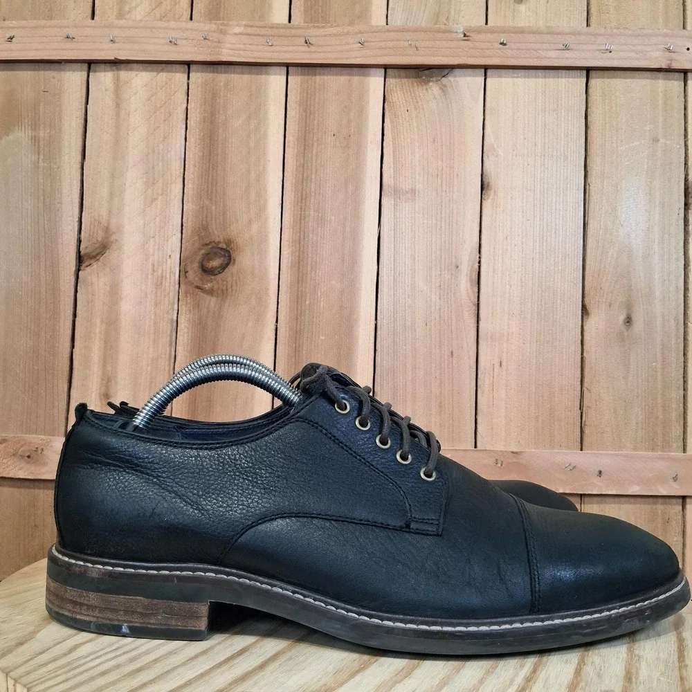 Cole Haan Watson Shoes Mens 9.5 M Black Leather Cap‎ Toe Derby Dress Comfort